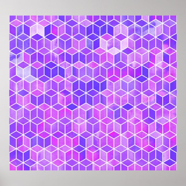 Sommarmosaik: Watercolor Cube Fusion Poster (Framsidan)