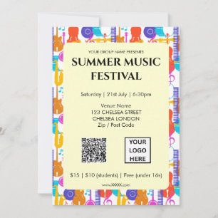 Sommarmusikfestival QR-kod och logotyp Inbjudningar