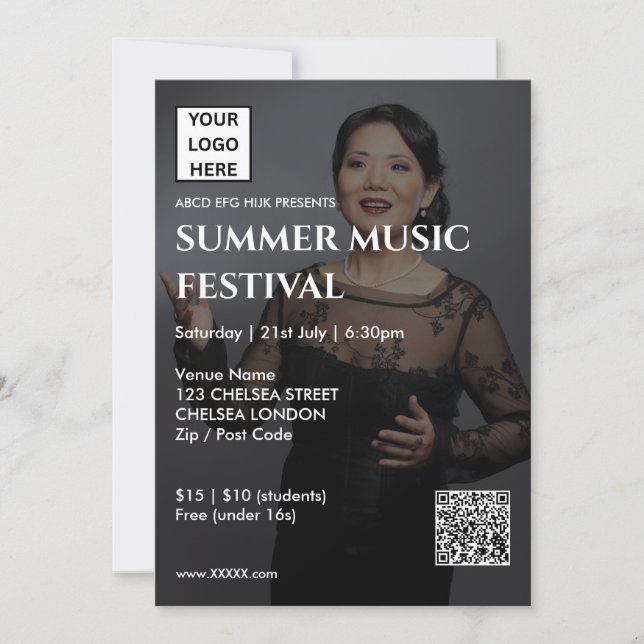 Sommarmusikfestival QR-kod och logotyp Inbjudningar (Framsida)