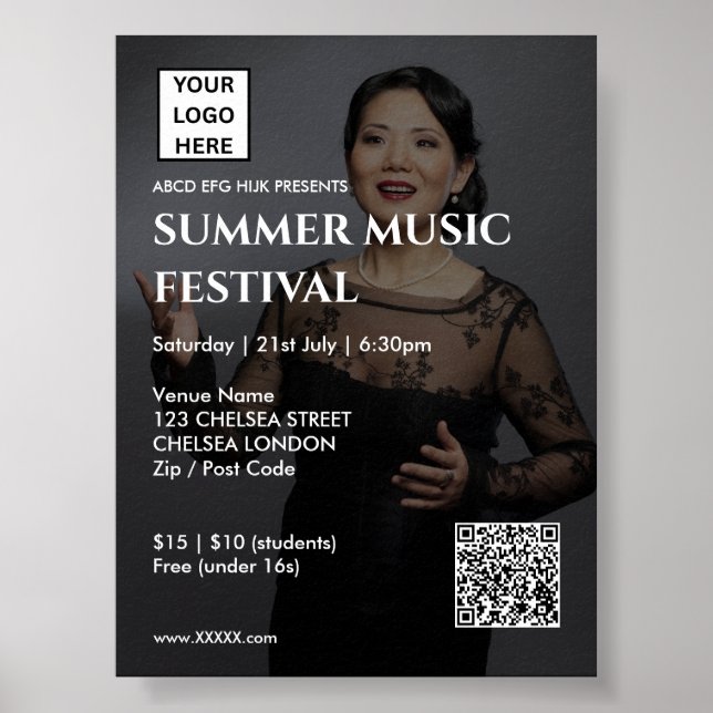 Sommarmusikfestival QR-kod och logotyp Poster (Framsidan)