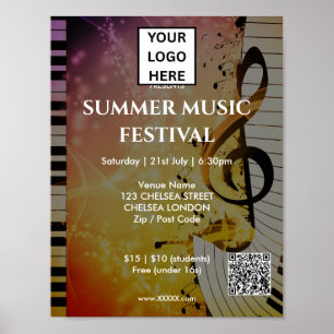 Sommarmusikfestival QR-kod och logotyp Poster