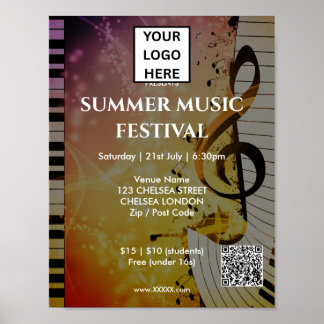 Sommarmusikfestival QR-kod och logotyp Poster
