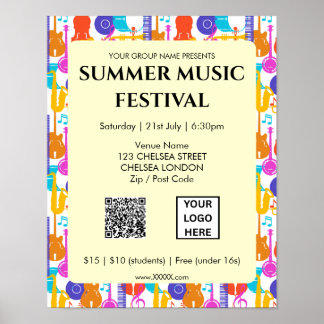 Sommarmusikfestival QR-kod och logotyp Poster