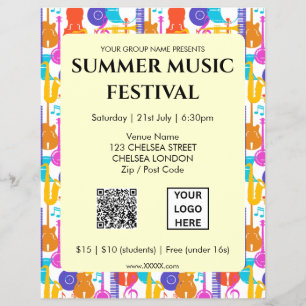 Sommarmusikfestival QR-kod och logotyp Reklamblad