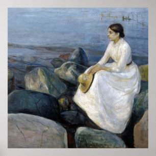 Sommarnatt. Inger på stranden av Edvard Munch Poster