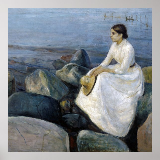 Sommarnatt. Inger på stranden av Edvard Munch Poster (Framsidan)