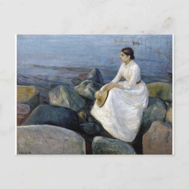 Sommarnatt. Inger på stranden av Edvard Munch Vykort (Framsida)