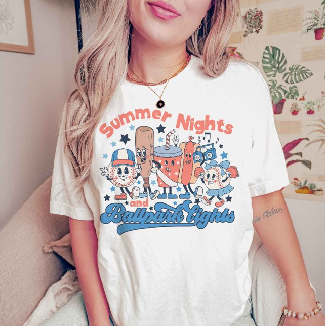 Sommarnatt och Ballpark Ljus Baseball T Shirt (Skapare uppladdad)