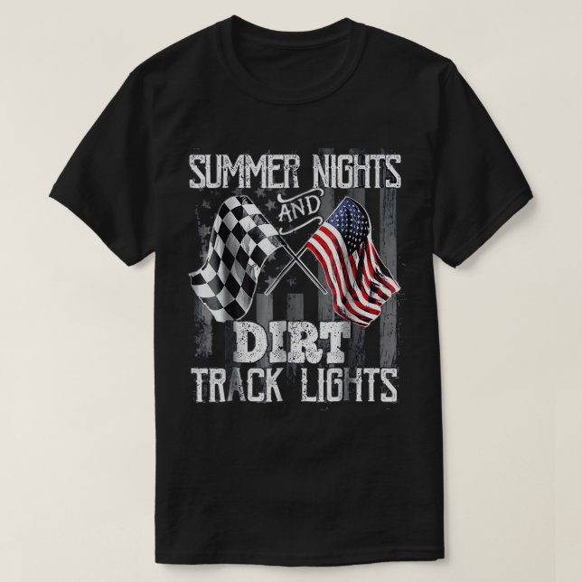 Sommarnatt och Dirt Track Ljus Sprint Car Rac T Shirt (Design framsida)