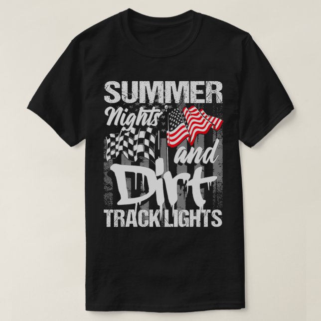 Sommarnatt och Dirt Track Ljus Sprint Tävla T Shirt (Design framsida)