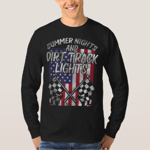 Sommarnattens Dirt Track Ljus Flagga Motocross Rac T Shirt