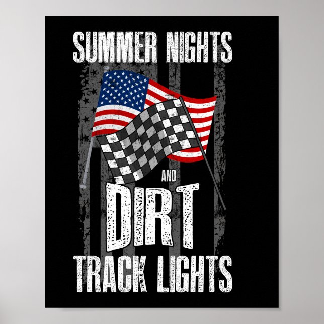 Sommarnattens Dirt Track Ljus Tävla Motocross Poster (Framsidan)