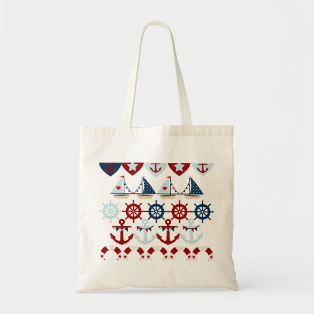 Sommarnautiskt tema Anchors Segelbåt Helms Tygkasse (Framsidan)