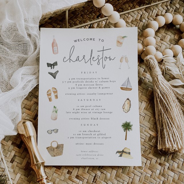 SommarNeutralter Bachelorette Helg Itinerary Inbjudningar (Skapare uppladdad)
