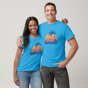 Sommarnost solnedgång palmträd t shirt
