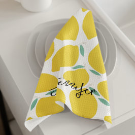SommarNovelty Lemon-Mönster tryckt Personlig Kökshandduk