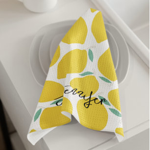 SommarNovelty Lemon-Mönster tryckt Personlig Kökshandduk
