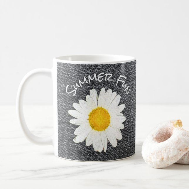 Sommarns Daisy blommar på Grått Personlig Kaffemugg (Med munk)