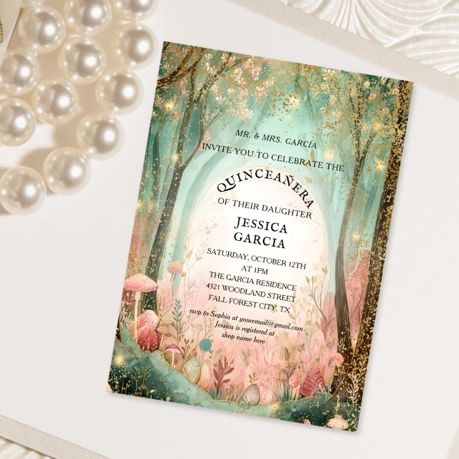 Sommarnsältsaga Förtrollad Skog Quinceañera  Inbjudningar (enchanted forest quinceanera invitation)