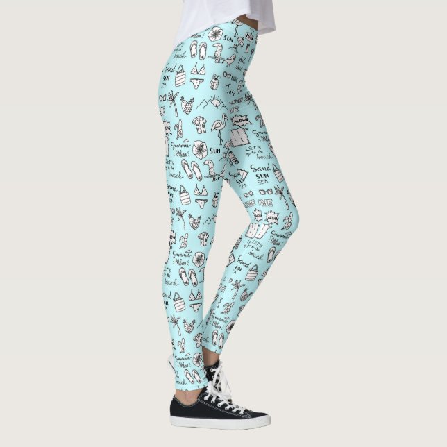 Sommarobjekt Dolle Mönster Light Blue Leggings (Höger)