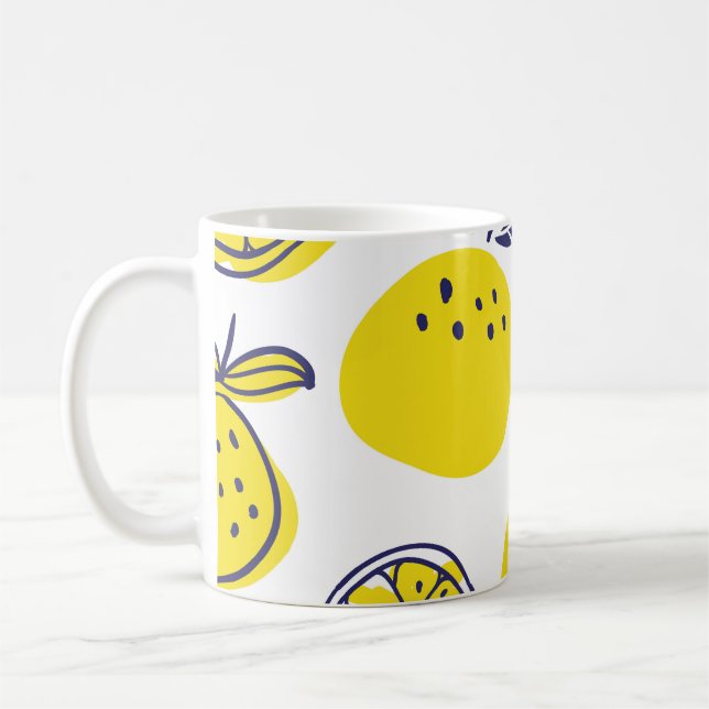 SommarOrangar: Snyggt Fruit Mönster. Kaffemugg (Vänster)