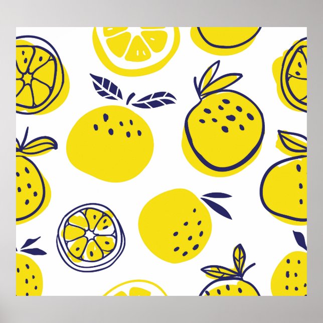 SommarOrangar: Snyggt Fruit Mönster. Poster (Framsidan)