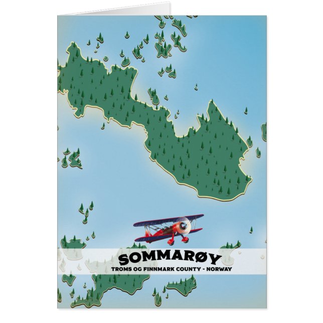 Sommarøy Norge reserakort karta Hälsningskort (Framsidan)