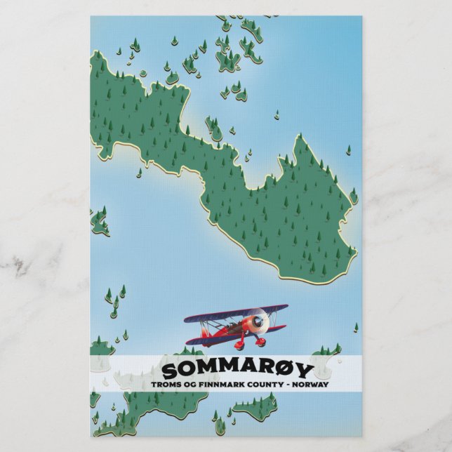 Sommarøy-Norgens reseaffisch karta Brevpapper (Framsida)
