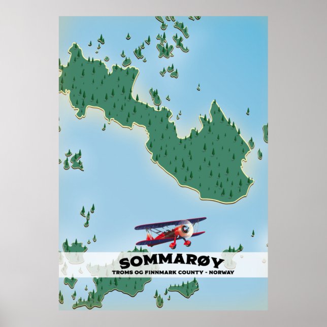 Sommarøy-Norgens reseaffisch karta Poster (Framsidan)