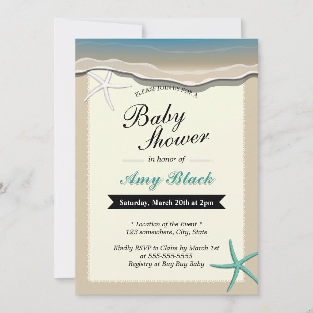 Sommarpakettema Starfish Baby Shower-inbjudan Inbjudningar (Framsida)