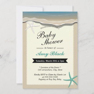 Sommarpakettema Starfish Baby Shower-inbjudan Inbjudningar