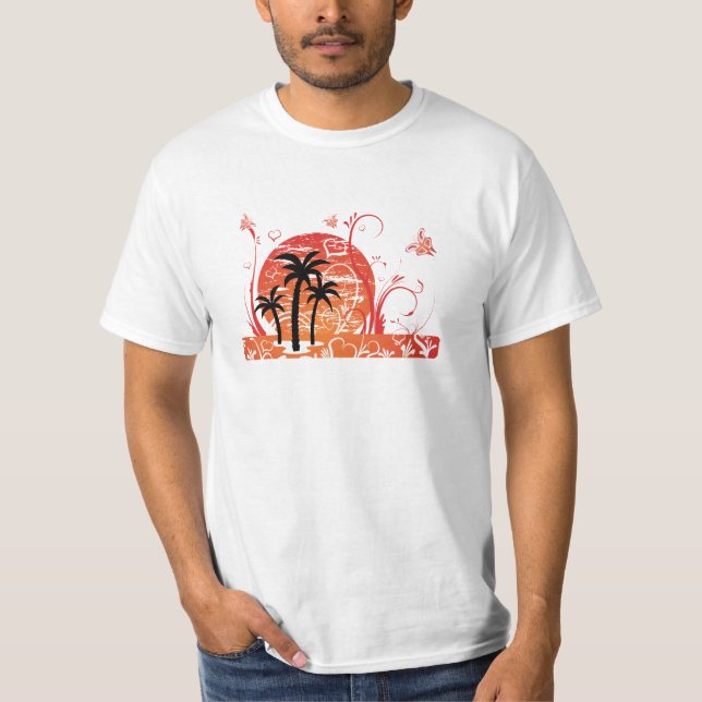 SommarpalmträdT-tröja Tee Shirt (Framsida)