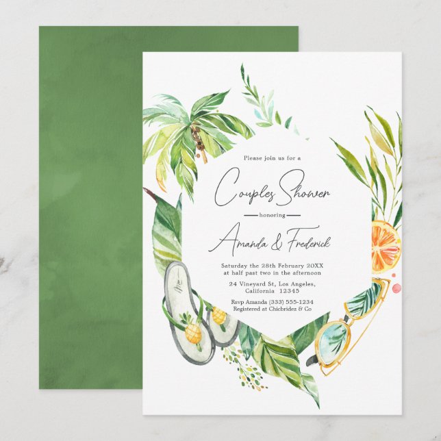 Sommarpar Duschar Inbjudningar (Fram/baksida)