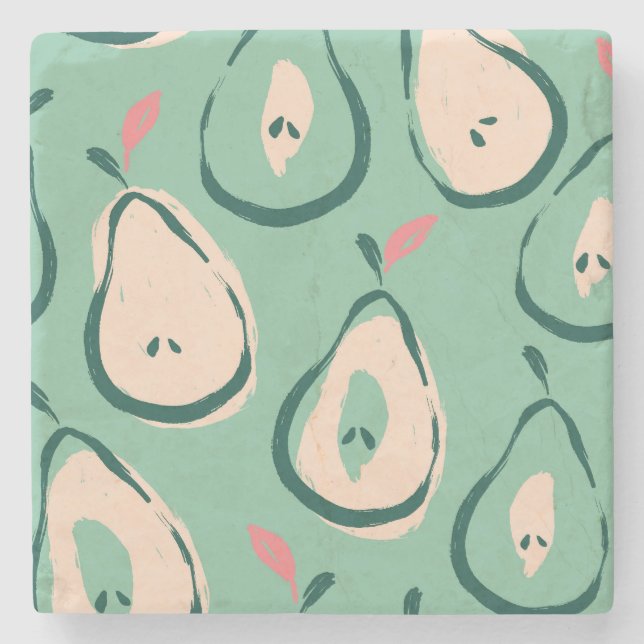 Sommarpäron: färsk frukt mönster. stenunderlägg (Framsidan)