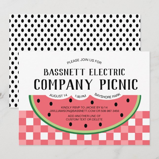 Sommarpartiinbjudan Watermelon Picnic Inbjudningar (Fram/baksida)