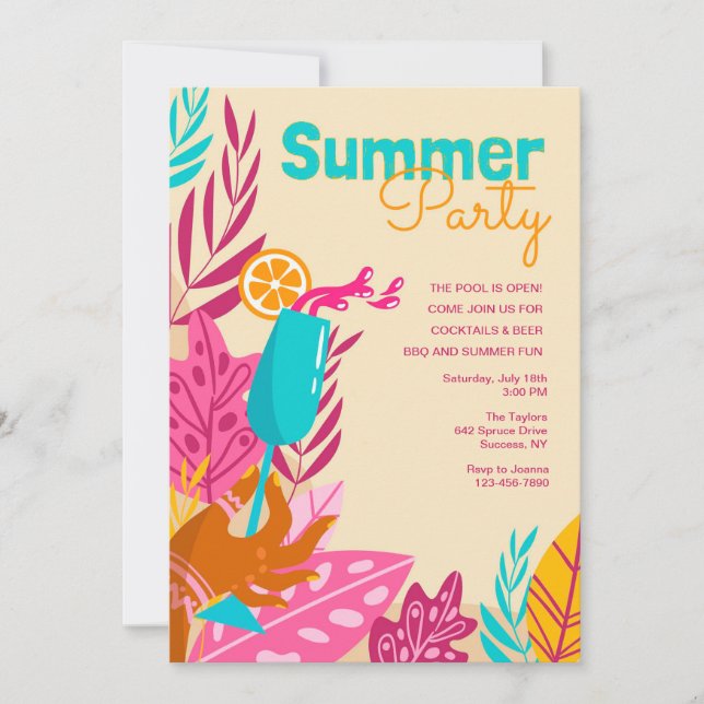 Sommarparty Inbjudningar (Framsida)