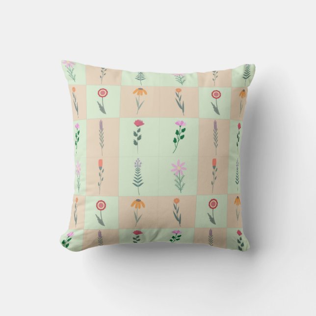 Sommarpastellblommor mönster kudde (Framsida)
