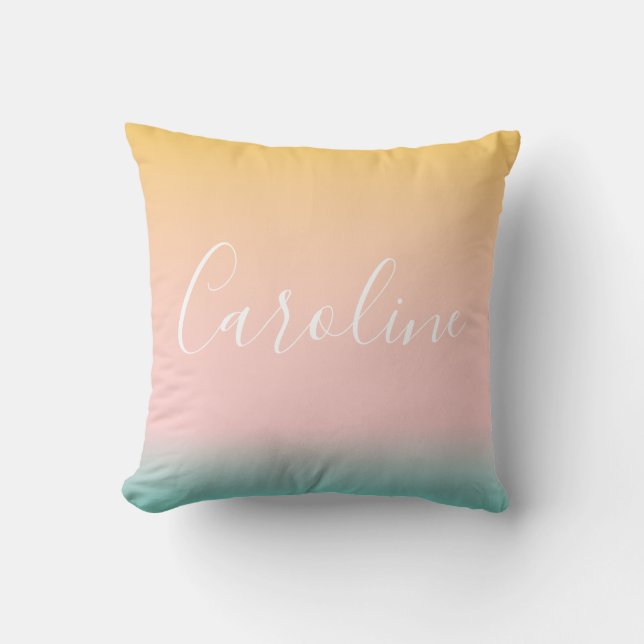 Sommarpastellgradient Personligt Namn Barnkammare  Kudde (Framsida)