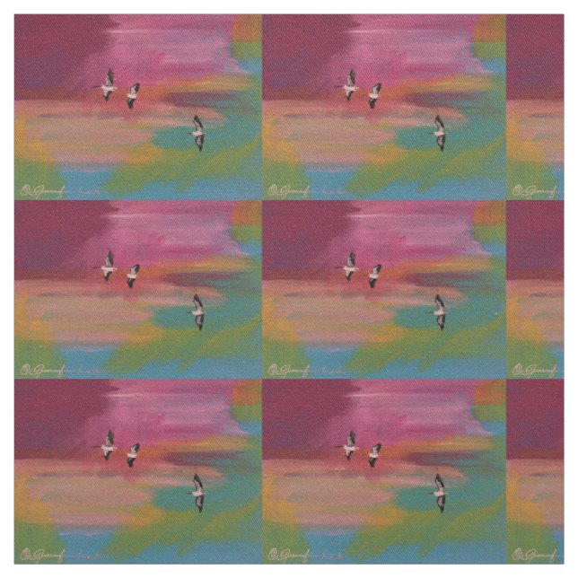 Sommarpelikaner i Sunset Tyg (Provkarta)