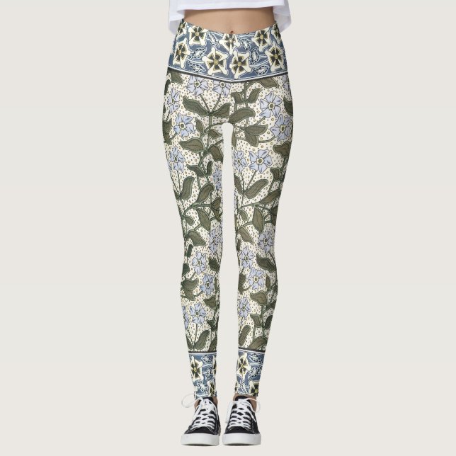 Sommarperiwinkle Flower Söt Elegant Blommigt Leggings (Framsida)