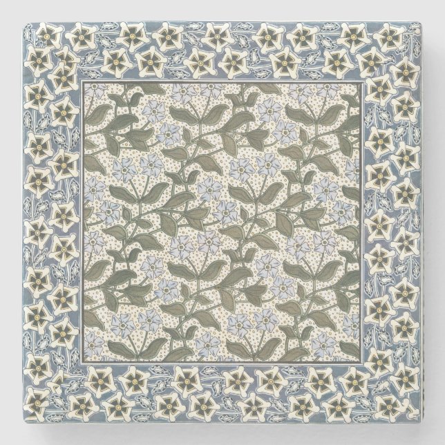 Sommarperiwinkle Flower Söt Elegant Blommigt Stenunderlägg (Framsidan)