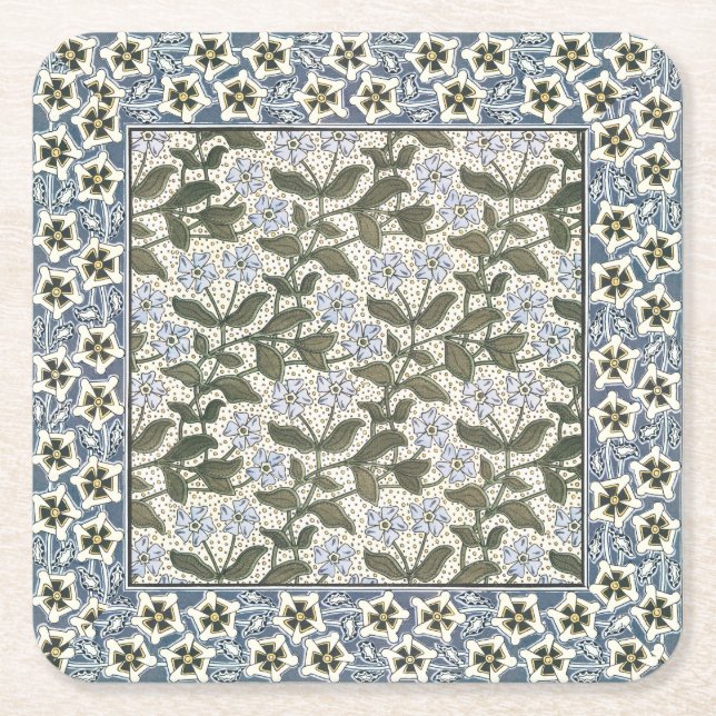 Sommarperiwinkle Flower Söt Elegant Blommigt Underlägg Papper Kvadrat (Framsidan)