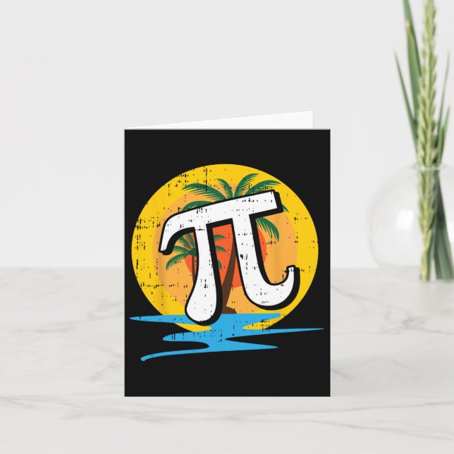 sommarpi-dagen Retro Beach Math Symbols Teacher St Kort (Framsida)
