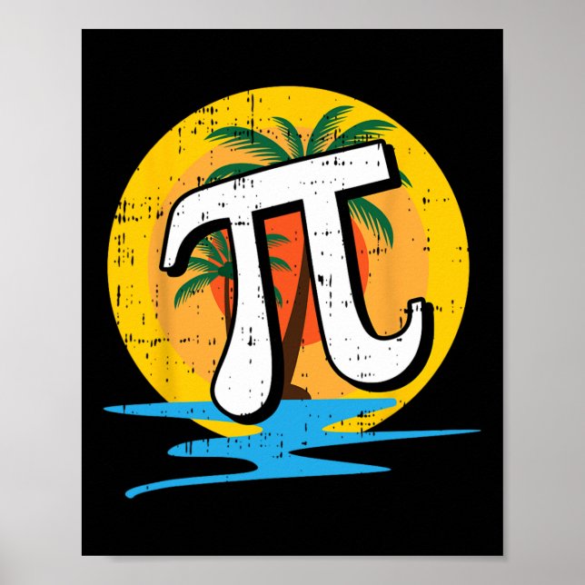 sommarpi-dagen Retro Beach Math Symbols Teacher St Poster (Framsidan)
