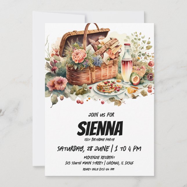 Sommarpiknik landsbygdsvy inbjudan (Framsida)