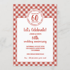 Sommarpiknik Röd Rutig Mönsterfest Inbjudningar