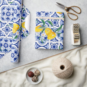 Sommarplattor, citroner, frukter, sommarkonst      presentpapper