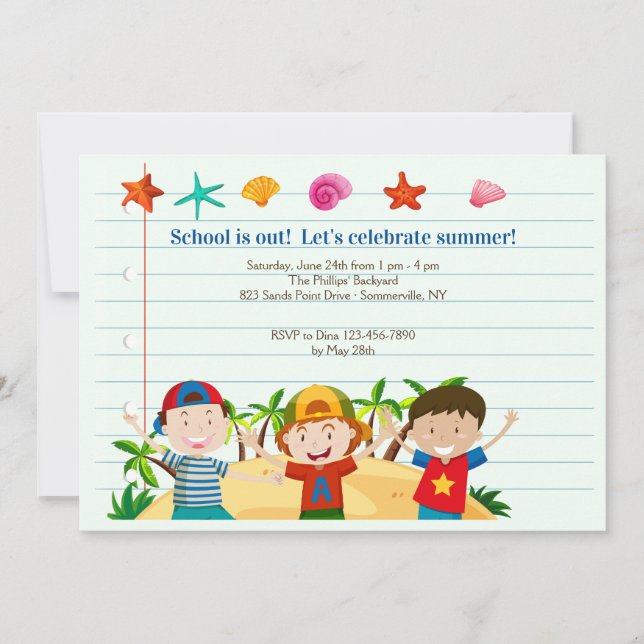 Sommarpojkeinbjudan Inbjudningar (Framsida)