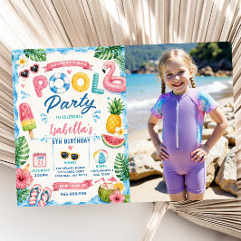 Sommarpool Födelsedagsfest Foto Inbjudningar