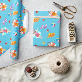 Sommarpool Strand Liv Inpackningspapper Presentpapper